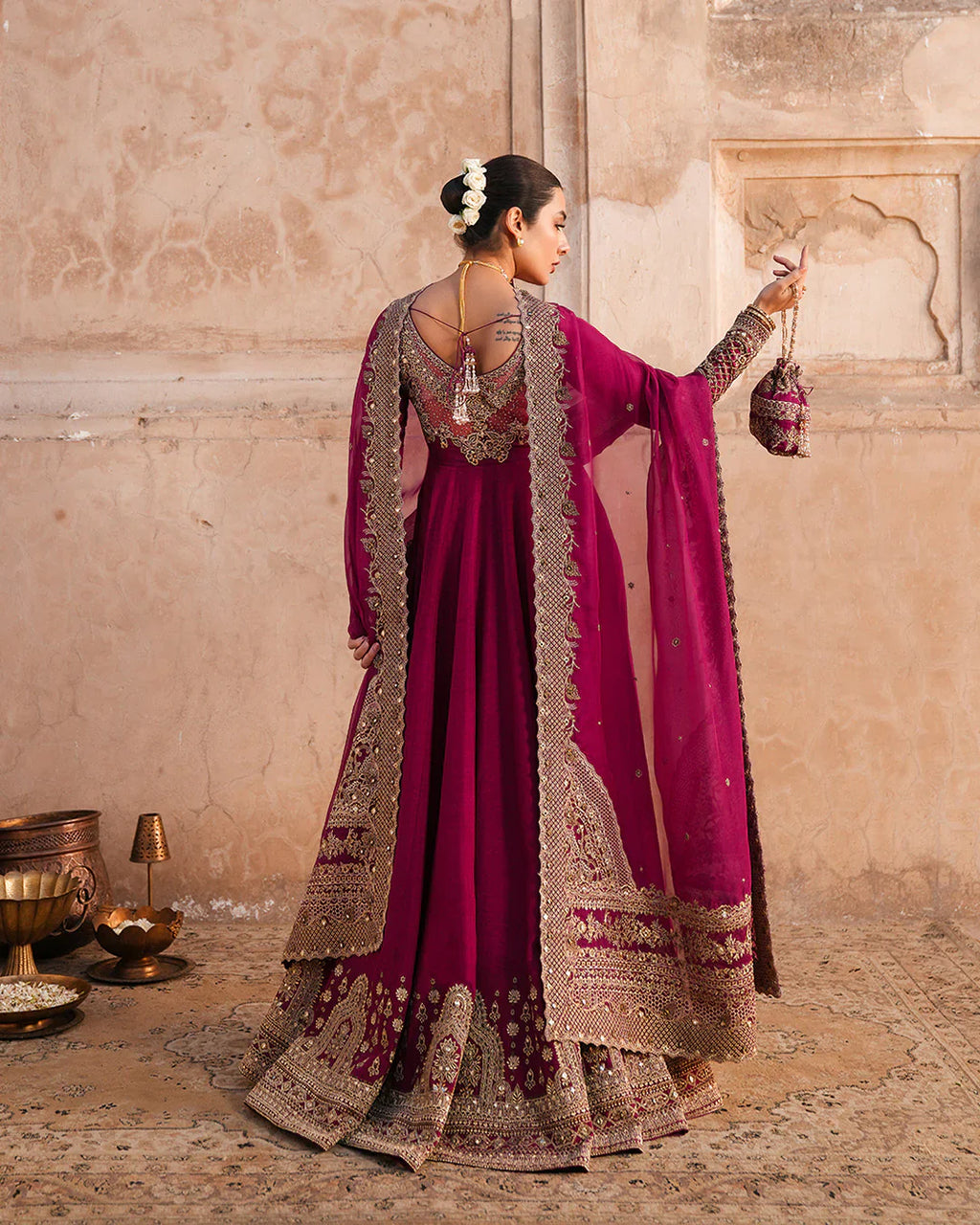Faiza Saqlain Chiffon Embroidered Maxi with Free Clutch