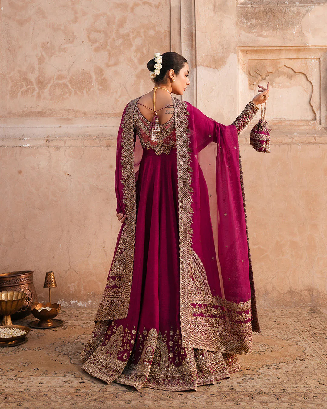 Faiza Saqlain Chiffon Embroidered Maxi with Free Clutch