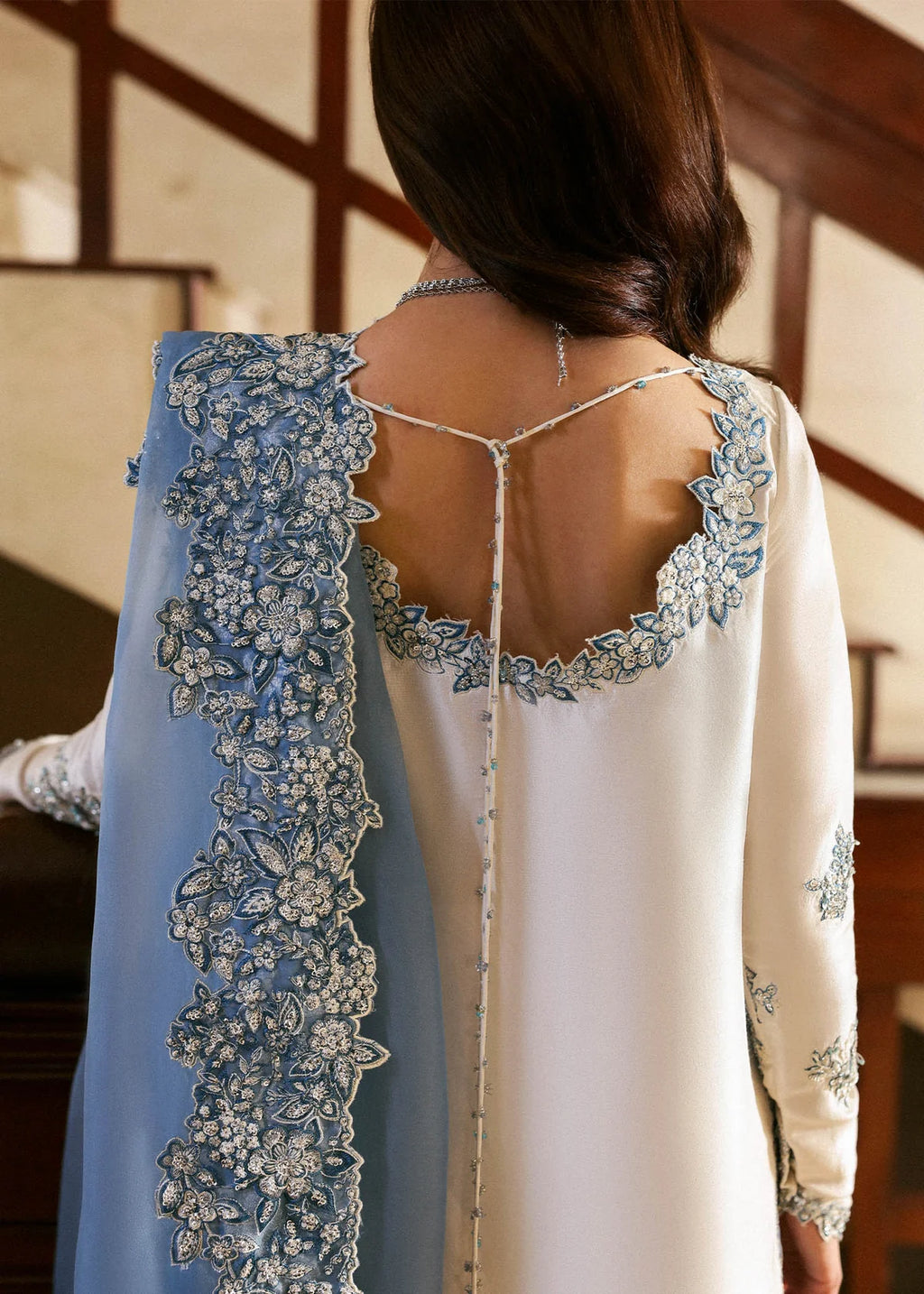 H R Raw Silk Embroidered  3Pc dress