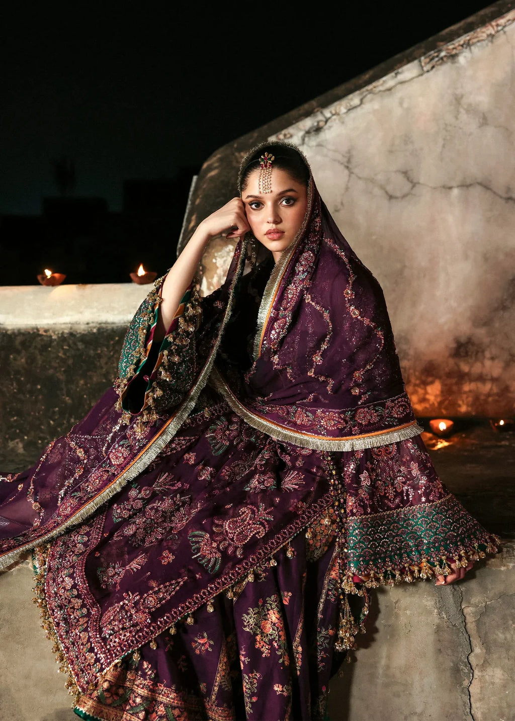 HUSSAIN REHAR CHIFFON HAND EMBELLISHED & EMBROIDERED 3 PIECE DRESS