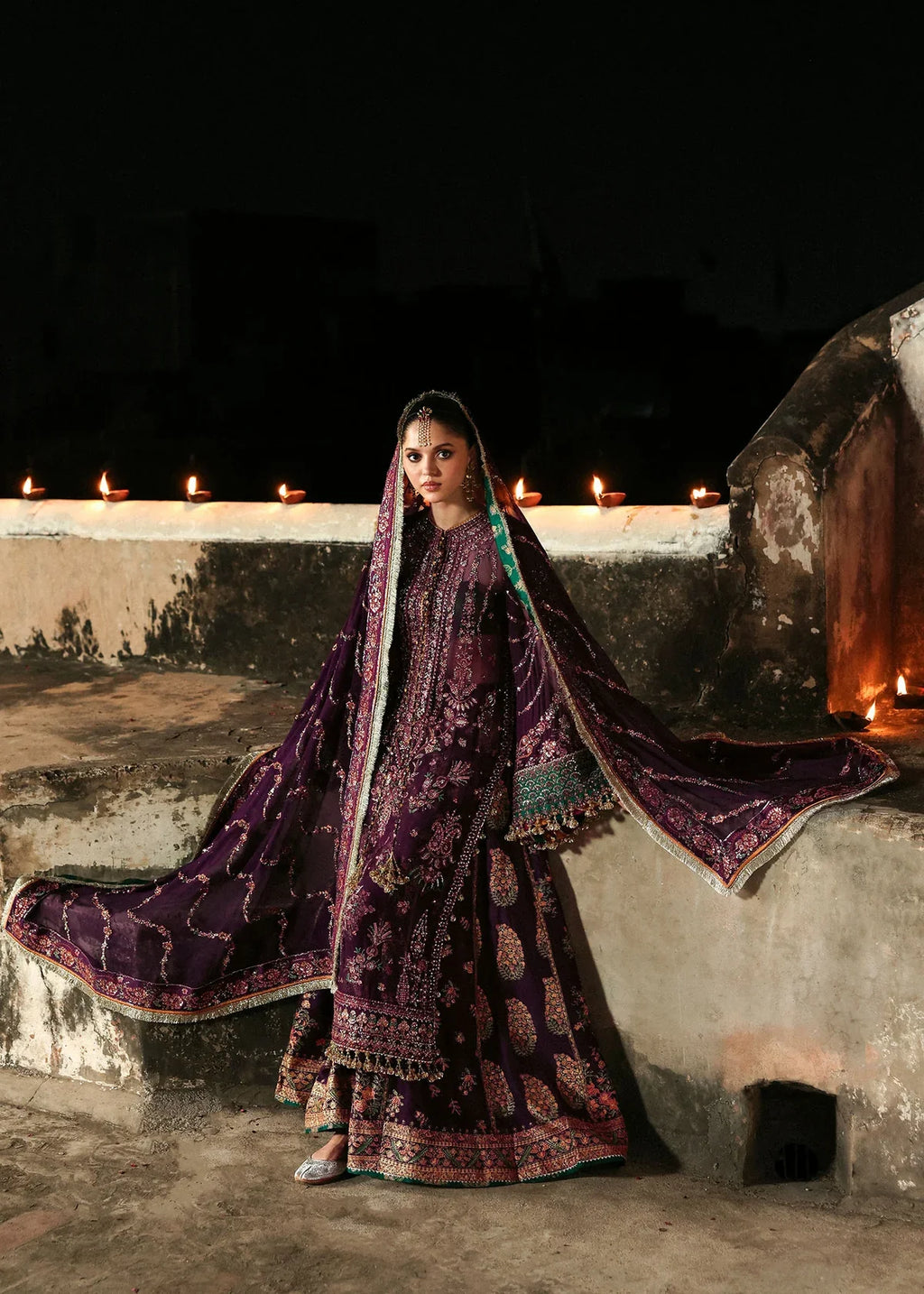 HUSSAIN REHAR CHIFFON HAND EMBELLISHED & EMBROIDERED 3 PIECE DRESS