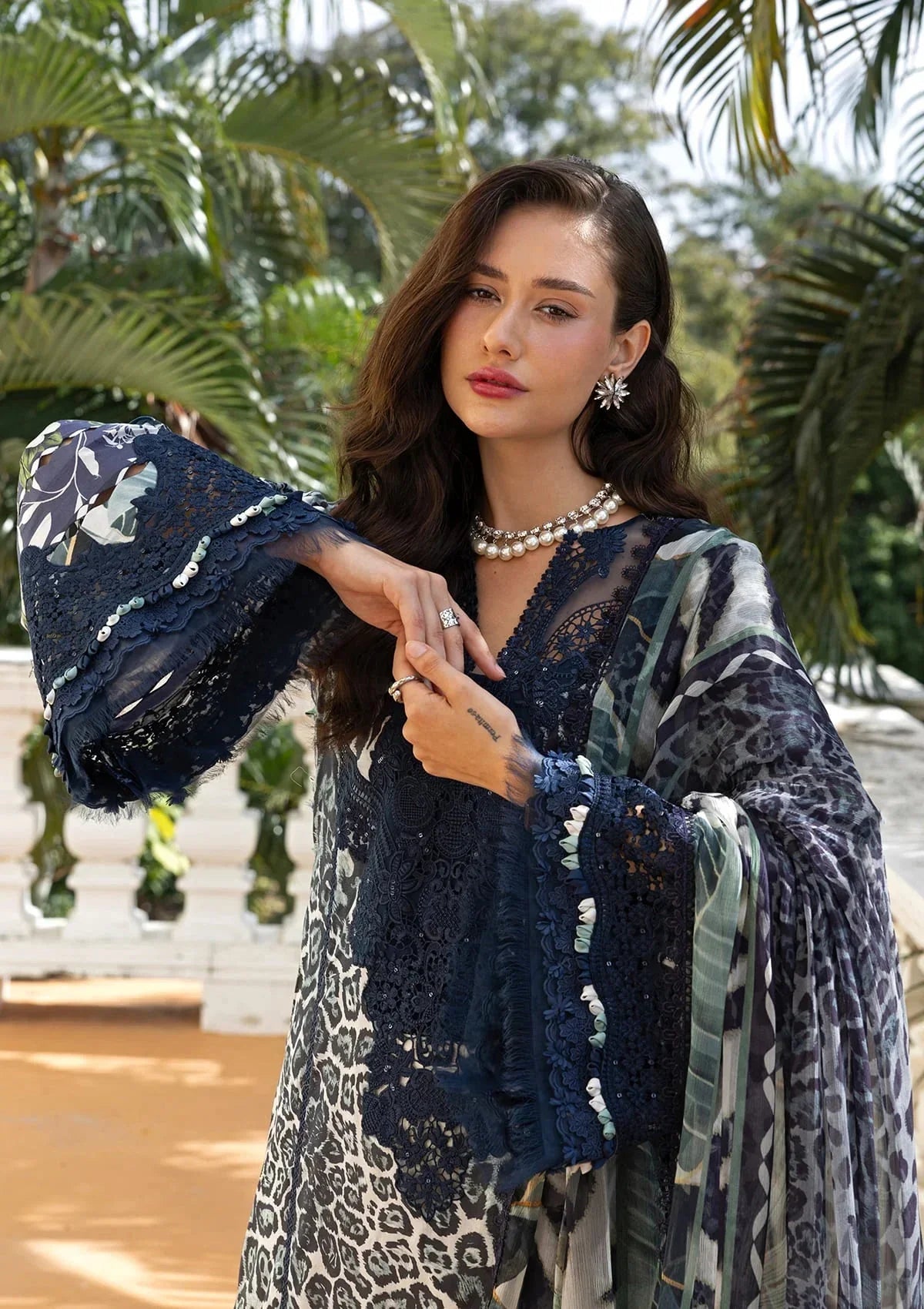 Elaf Lawn Embroidered & Printed 3 Piece Dress