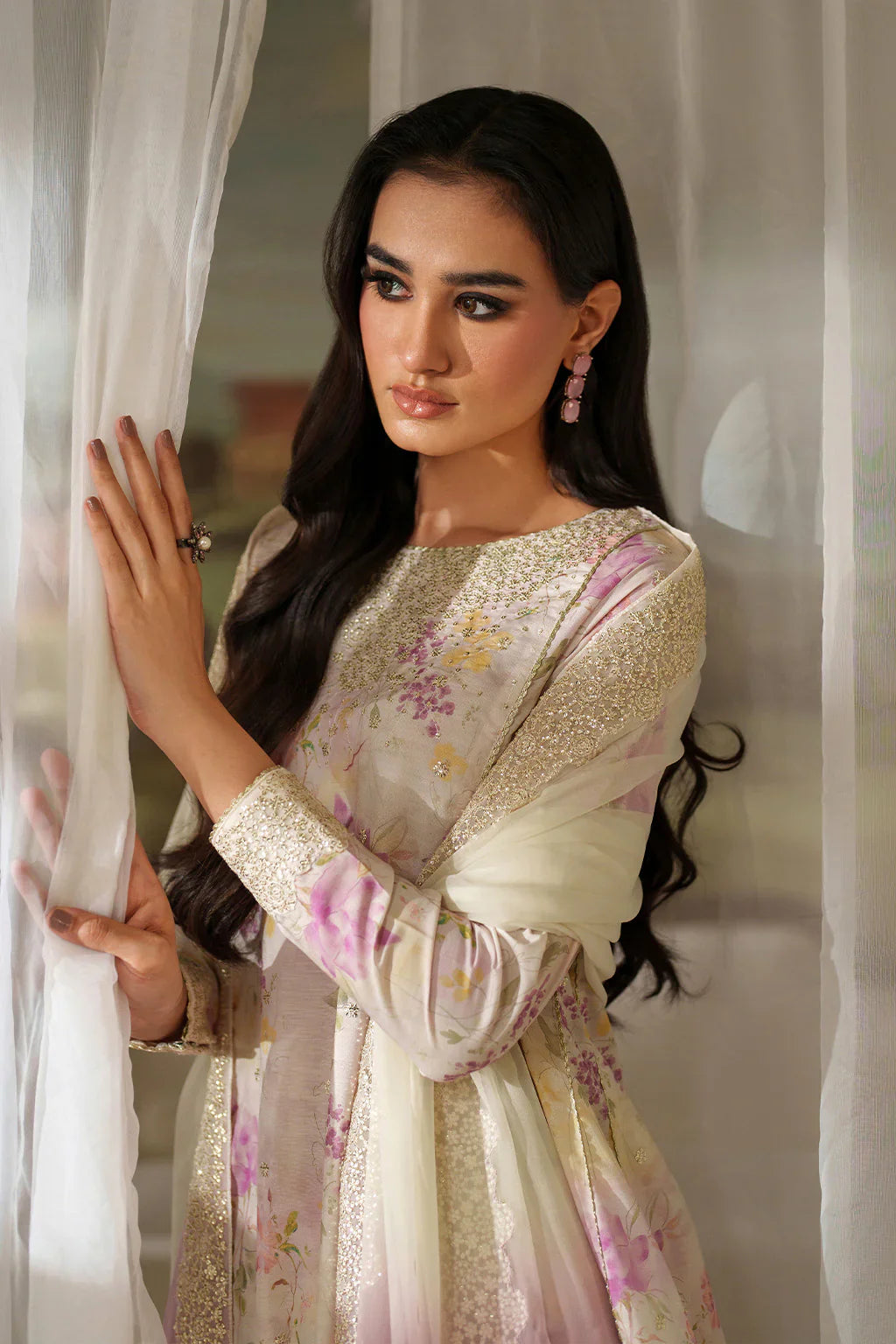 Iznik Lawn Embroidered & Printed 3 Piece Dress