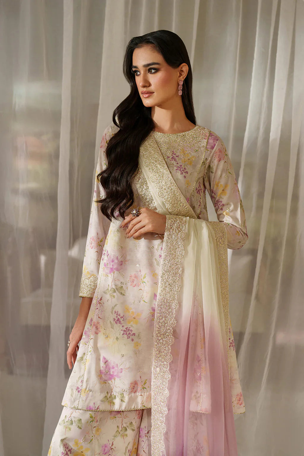 Iznik Lawn Embroidered & Printed 3 Piece Dress