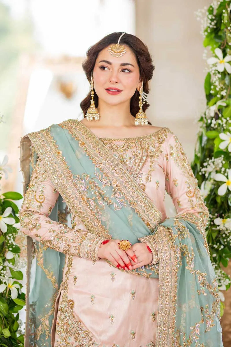 Maha Wajahat Inspired Nikkah Embroidered & Hand Embellished Gharara Wedding Dress