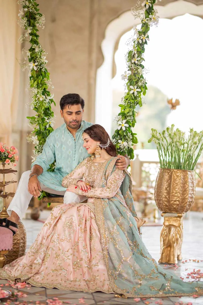 Maha Wajahat Inspired Nikkah Embroidered & Hand Embellished Gharara Wedding Dress