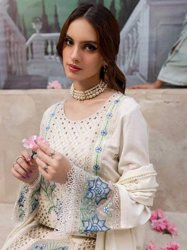 Mahnur Lawn Chikankari Luxury Embroidered 3PC Dress
