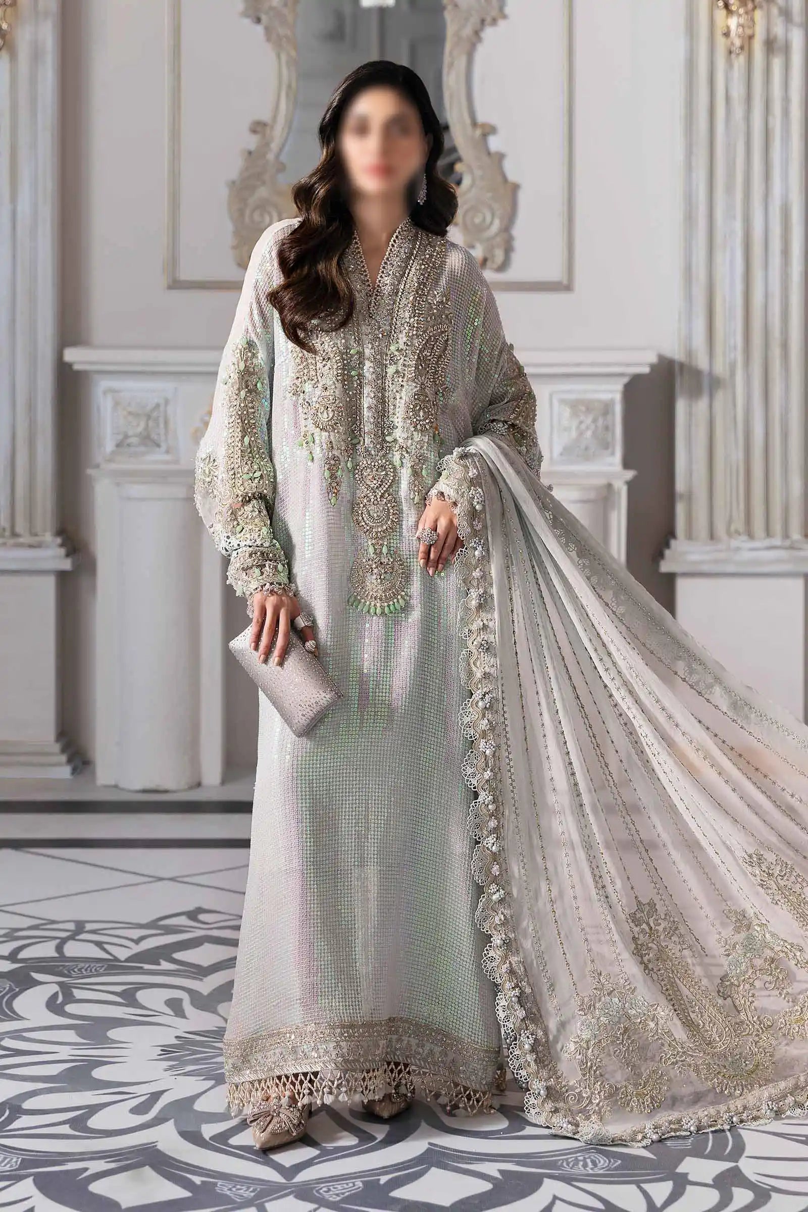 Maria B Inspired Embroidered & Hand Embellished Kaftan