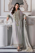 Maria B Inspired Chiffon Embroidered & Hand Embellished - ICE BLUE PURPLE HOLOGRAPHIC