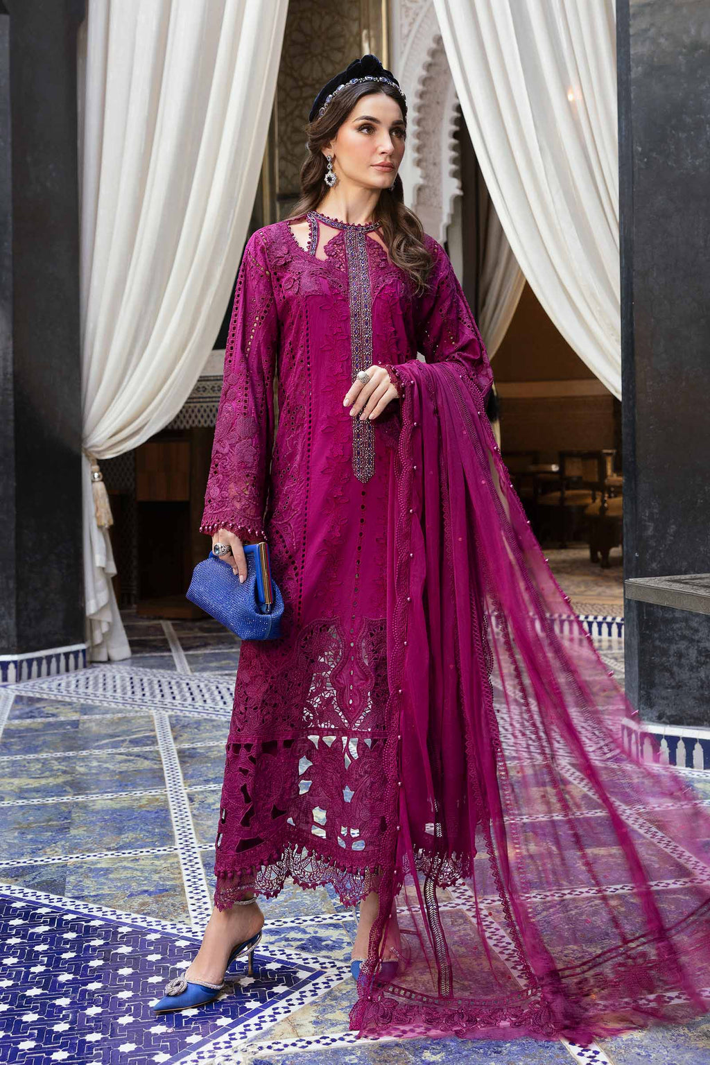 Maria B Chikankari Luxury Lawn Embroidered 3 Piece Dress