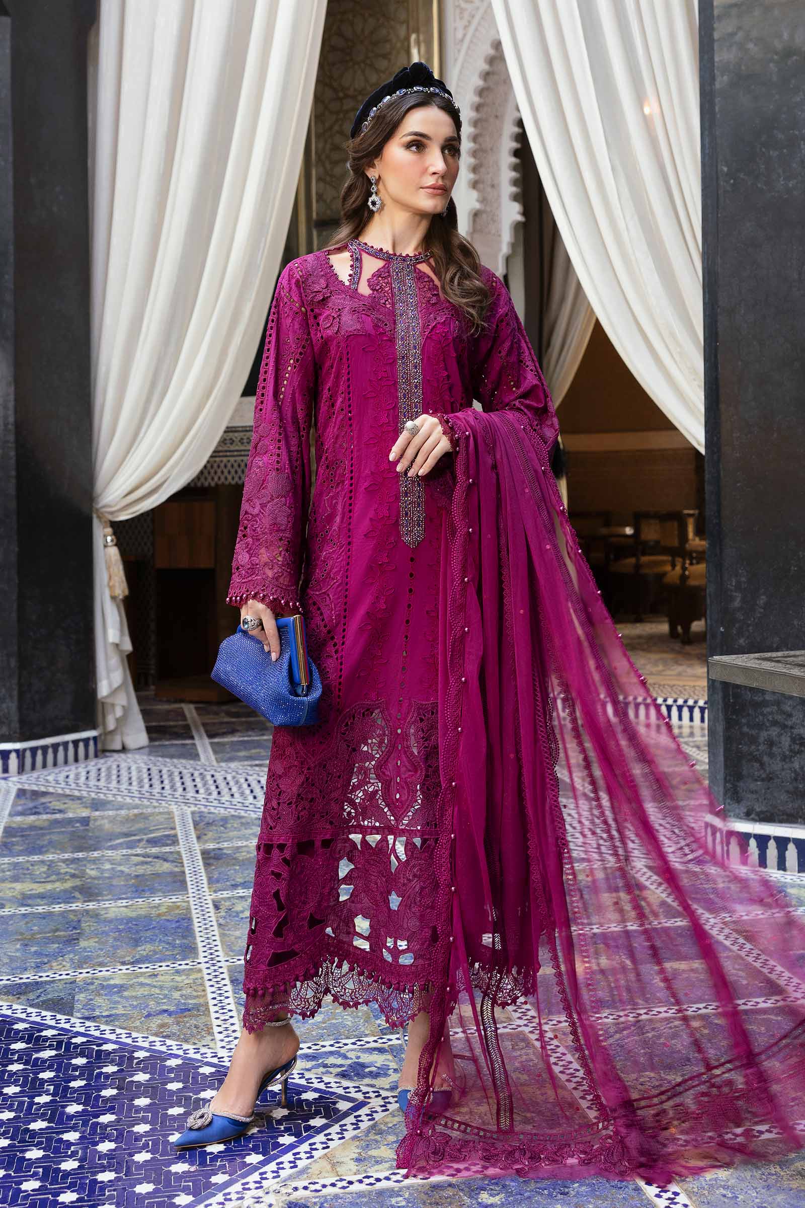 Maria B Chikankari Luxury Lawn Embroidered 3 Piece Dress