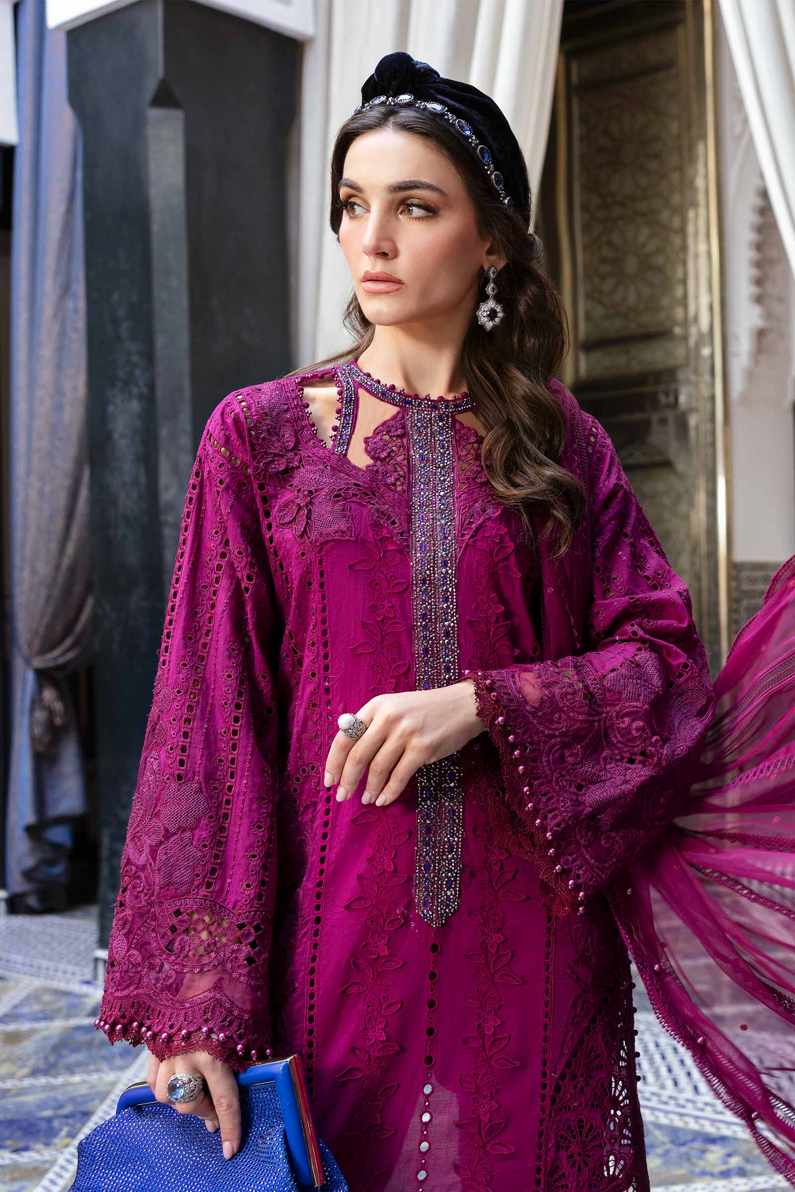 Maria B Chikankari Luxury Lawn Embroidered 3 Piece Dress