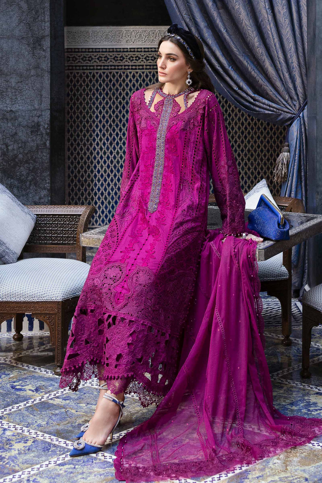 Maria B Chikankari Luxury Lawn Embroidered 3 Piece Dress