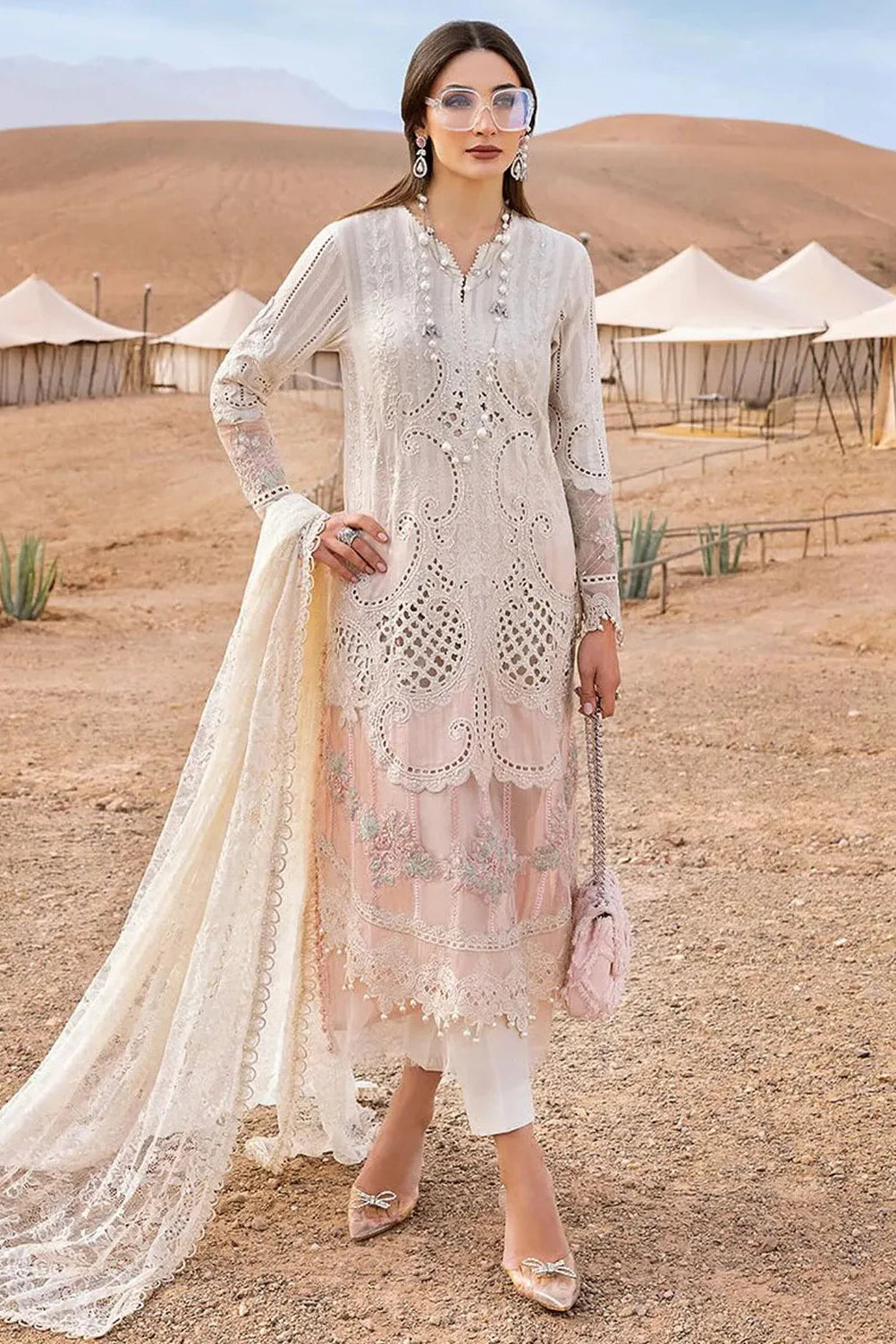 Maria B inspired Lawn Chikankari Luxury Embroidered 3 Pc