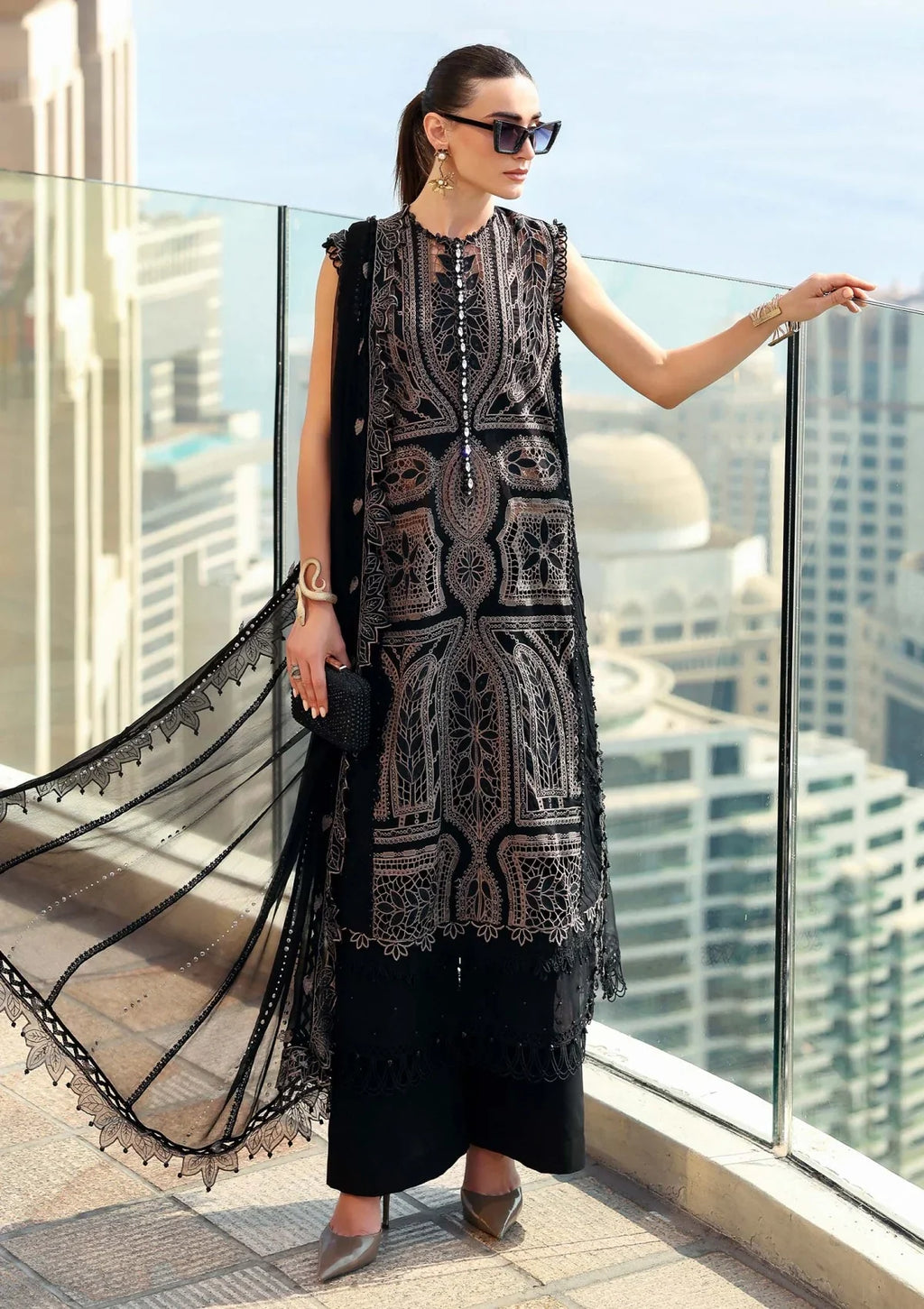Maria B Inspired Lawn Luxury Embroidered 3 Piece Dress
