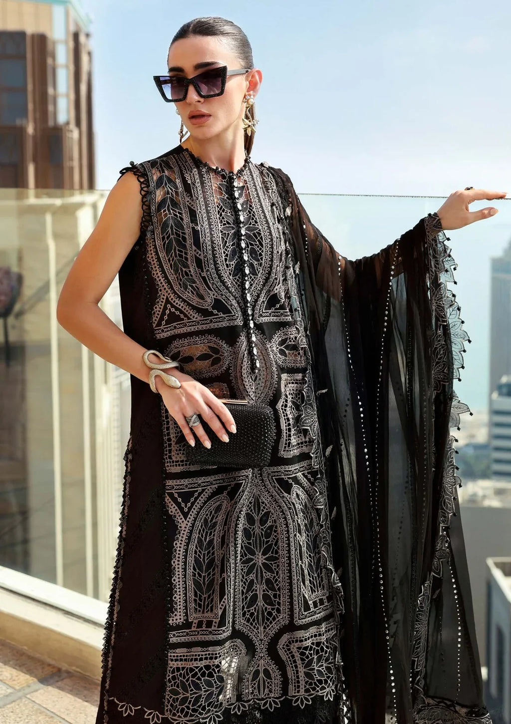 Maria B Inspired Lawn Luxury Embroidered 3 Piece Dress