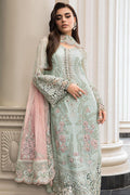 MariaB Mint Green Embroidered Chiffon Hand Embellished 3 Piece Dress