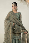 Maria B Organza Evening Wear Embroidered Gharara 3 Piece Dress