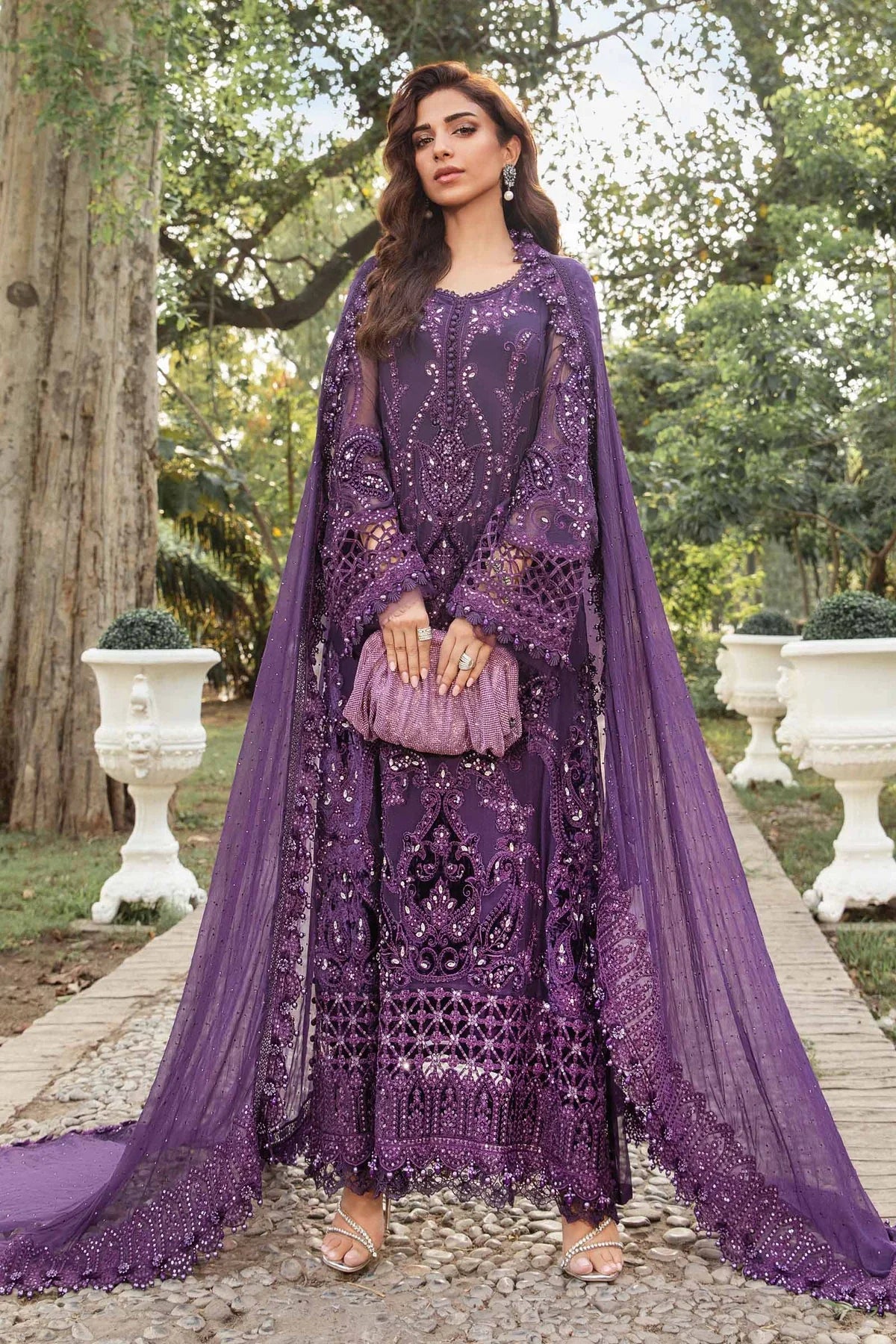 Maria B inspired Embroidered Chiffon Suit 3pc