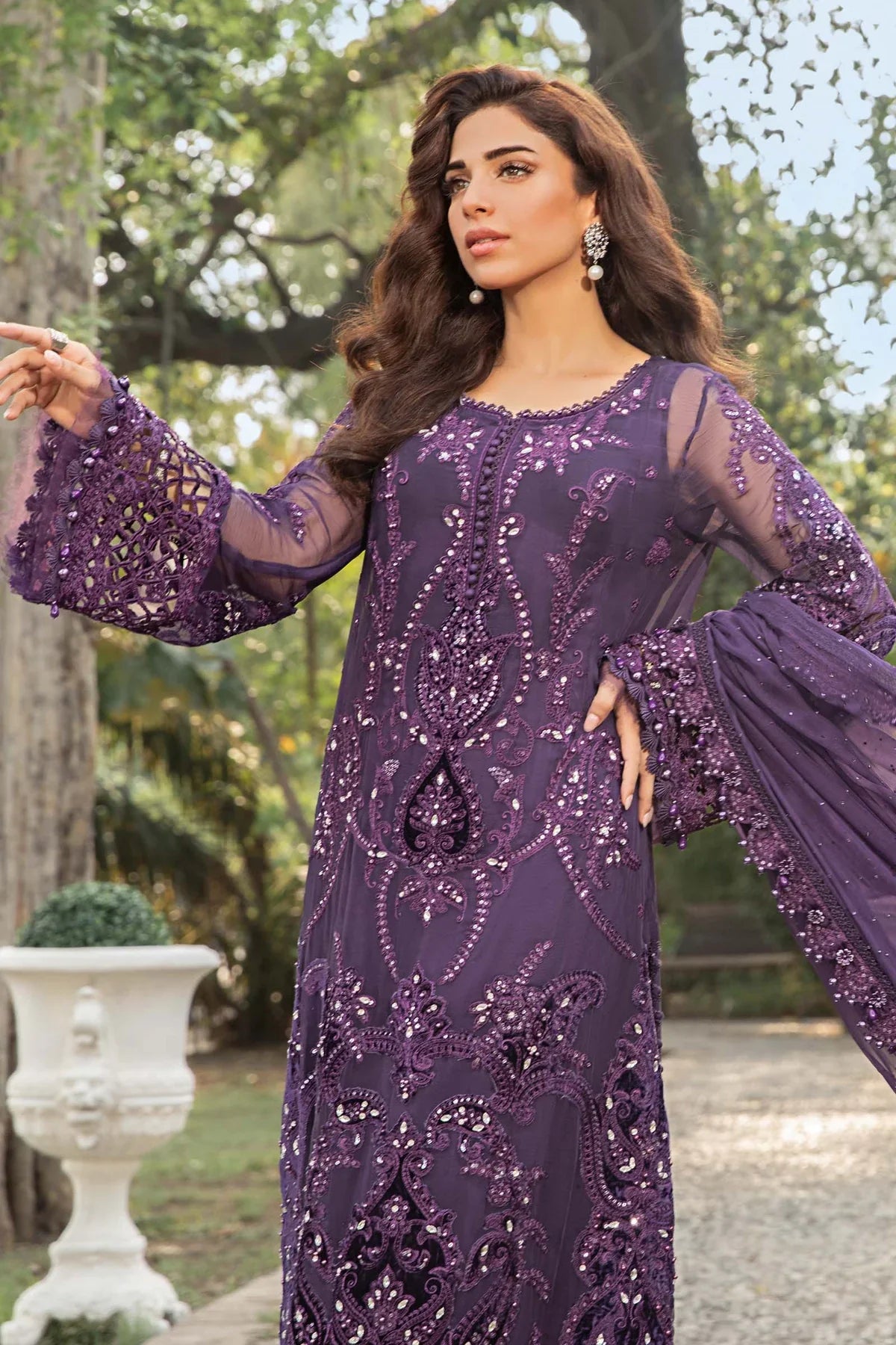 Maria B inspired Embroidered Chiffon Suit 3pc