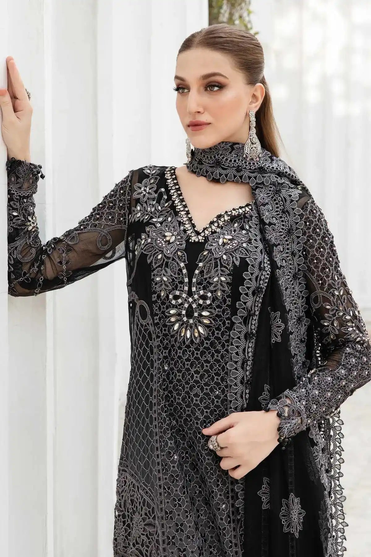 Maria B Inspired Embroidered Dress 3 Piece Dress