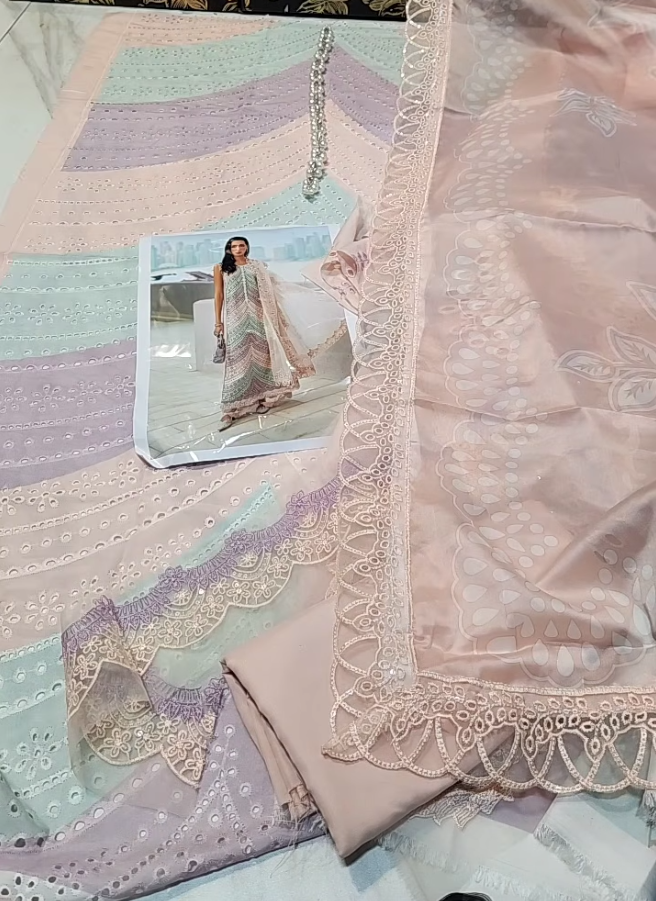 Maria B Inspired Swiss Lawn Chikankari Embroidered Luxury 3Pc