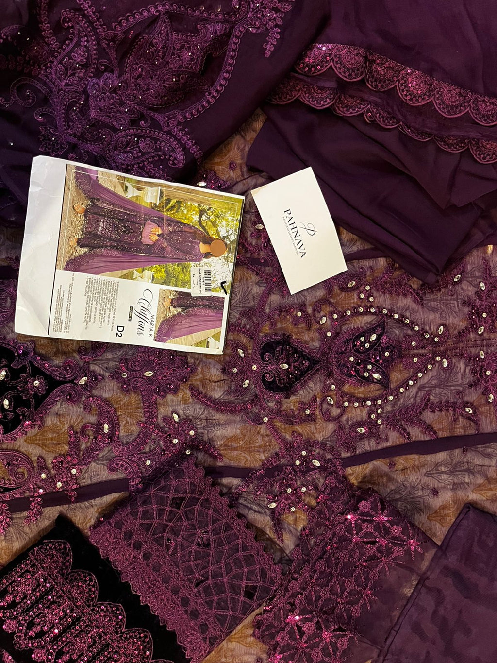 Maria B inspired Embroidered Chiffon Suit 3pc