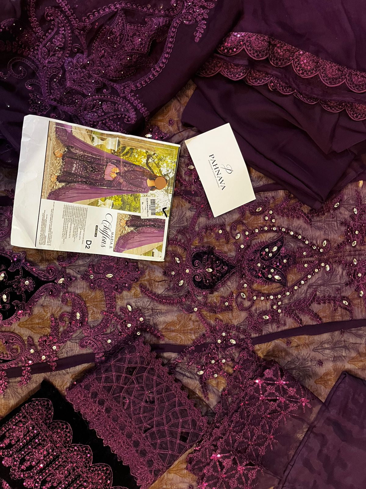 Maria B inspired Embroidered Chiffon Suit 3pc