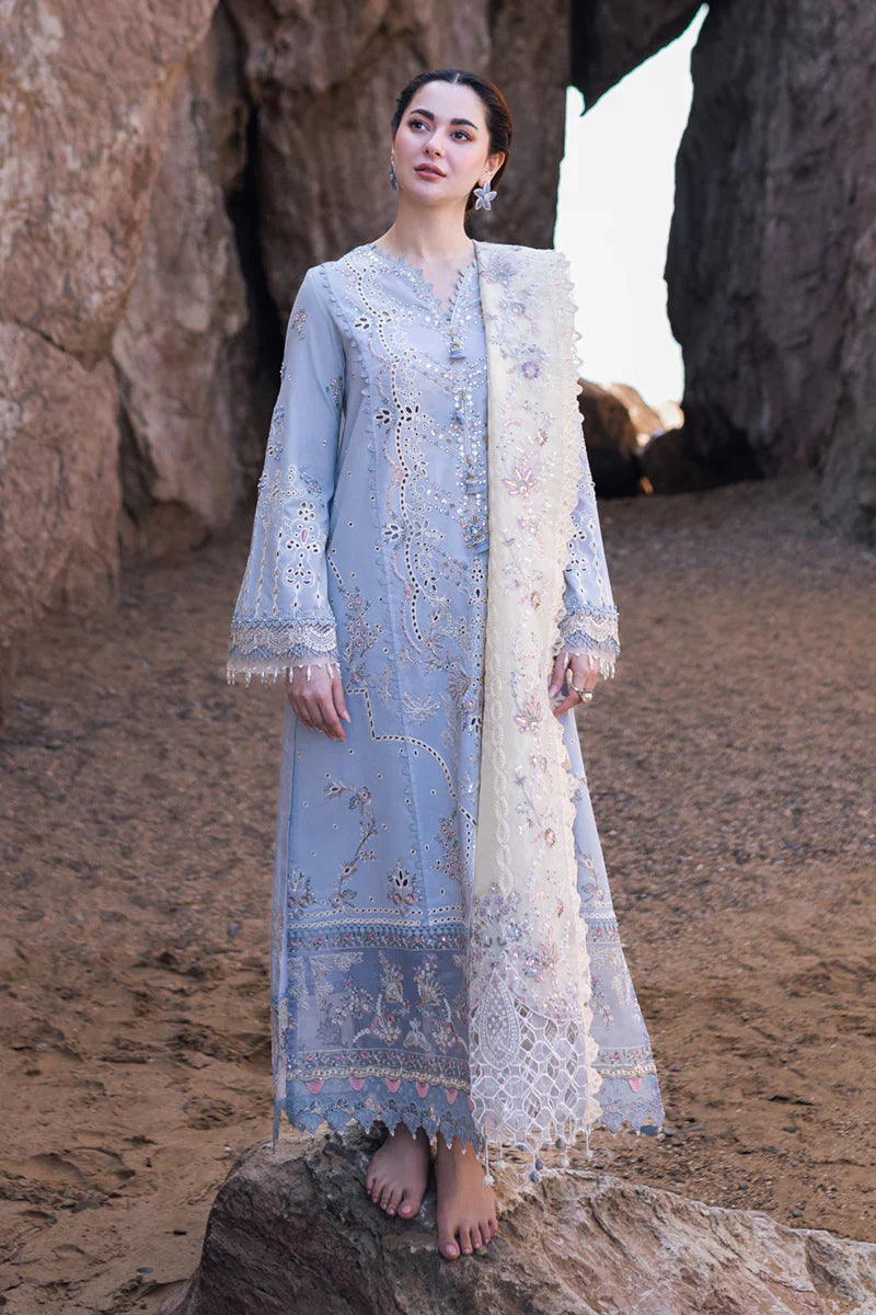 Qalamkar Inspired FIRUZE Chikankari Luxury Embroidered Lawn 3 Piece Dress
