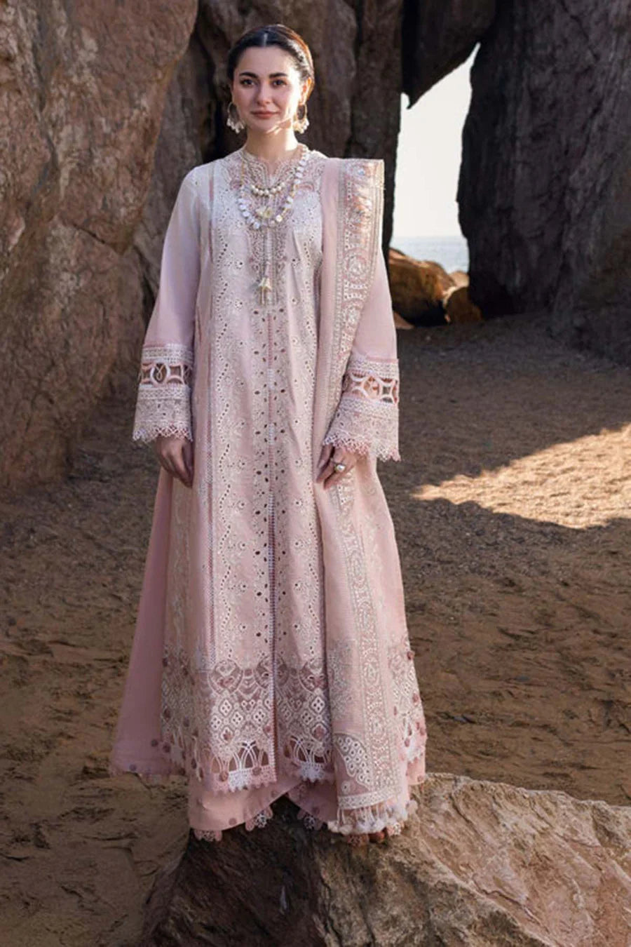 Qalamkar Inspired Lawn Chikankari Luxury Embroidered 3Pc Dress