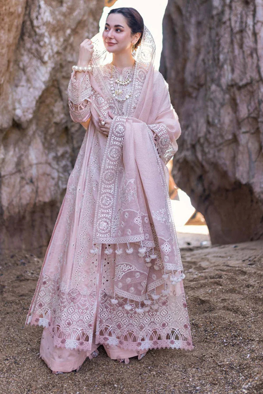 Qalamkar Inspired Lawn Chikankari Luxury Embroidered 3Pc Dress