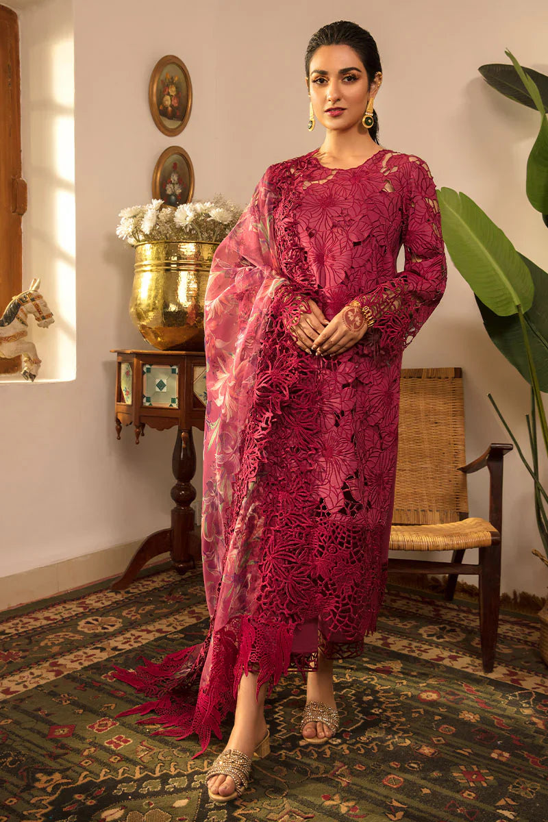 Rang Rasiya Luxury Red Chikankari Embrodiered Lawn 3 Piece Dress