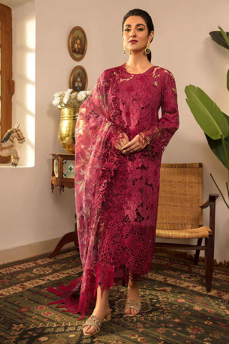 Rang Rasiya Luxury Red Chikankari Embrodiered Lawn 3 Piece Dress