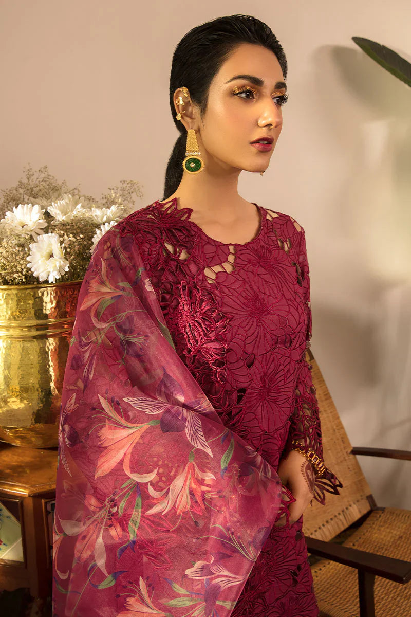 Rang Rasiya Luxury Red Chikankari Embrodiered Lawn 3 Piece Dress