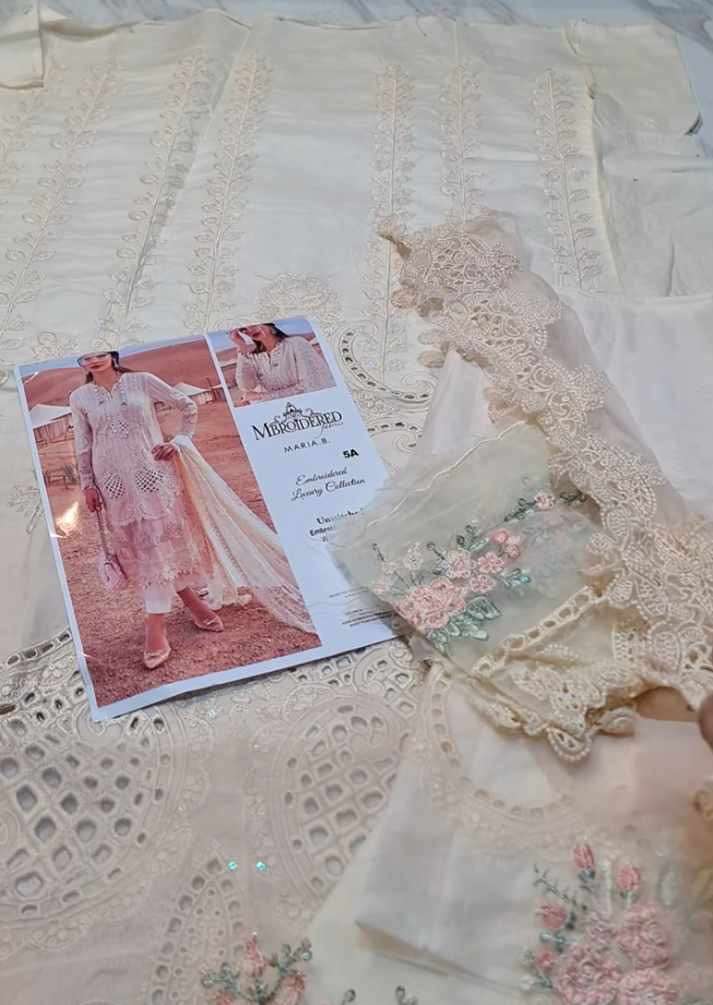 Maria B inspired Lawn Chikankari Luxury Embroidered 3 Pc
