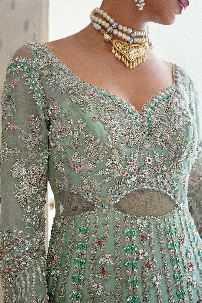Suffuse ASHAL Inspired Light Pastel Green Organza Hand Embellished & Embrodiered Maxi 1 AVAILABLE ONLY