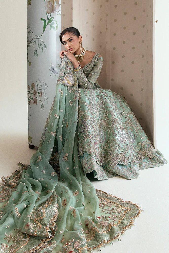 Suffuse ASHAL Inspired Light Pastel Green Organza Hand Embellished & Embrodiered Maxi 1 AVAILABLE ONLY