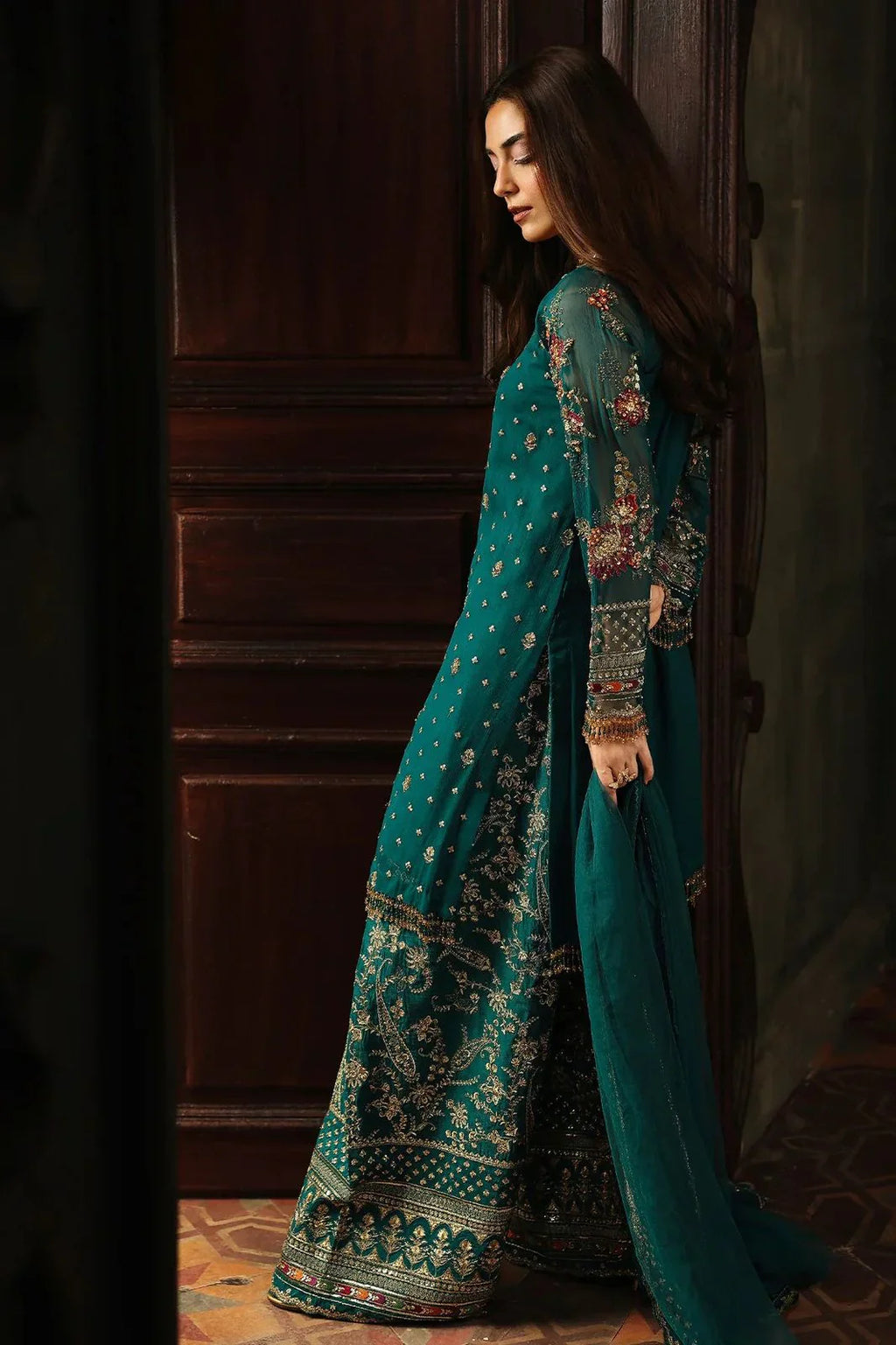 Charizma Chiffon Digital Print & Embroidered 3 Piece Dress