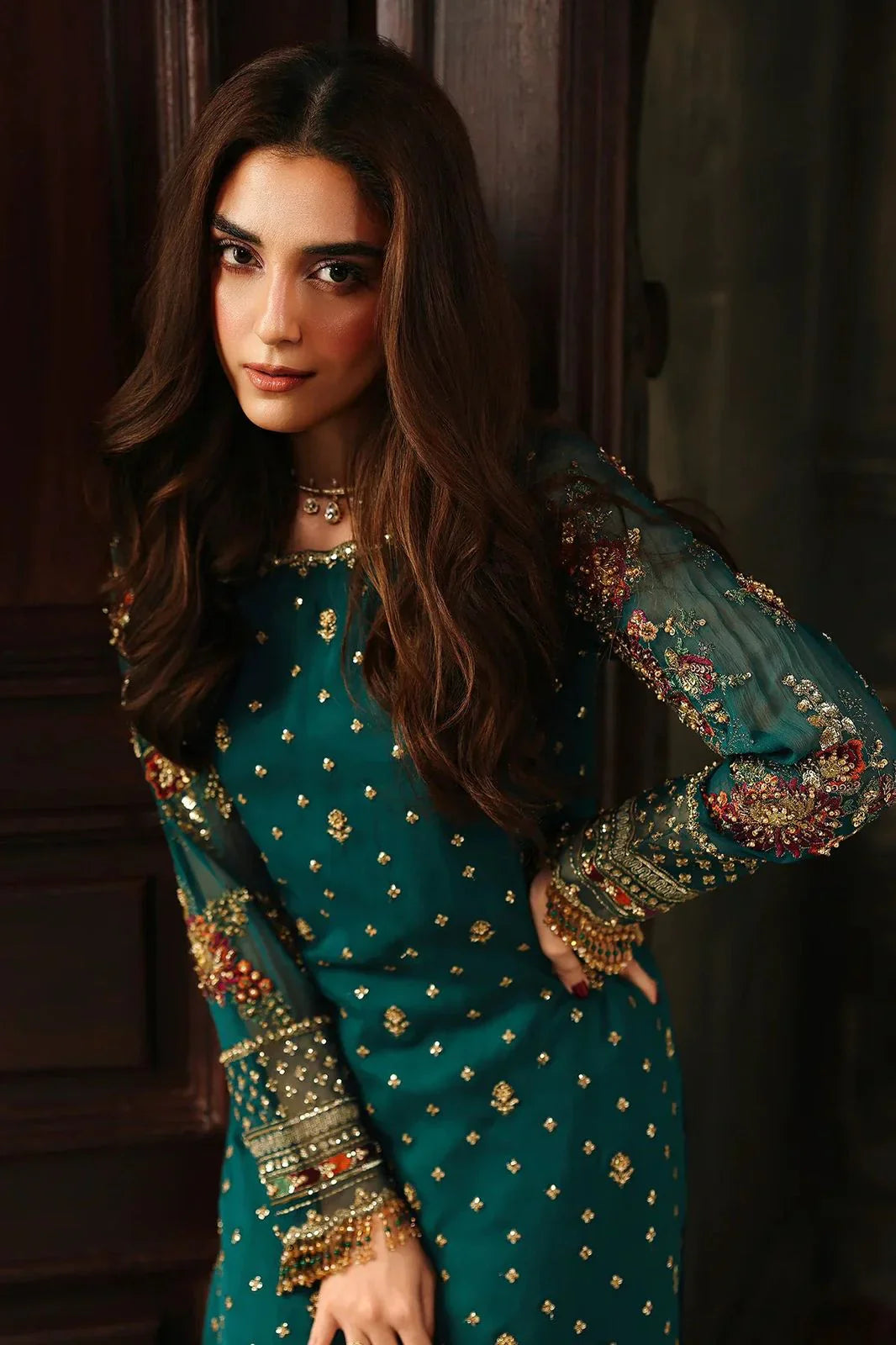 Charizma Chiffon Digital Print & Embroidered 3 Piece Dress