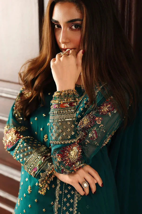 Charizma Chiffon Digital Print & Embroidered 3 Piece Dress