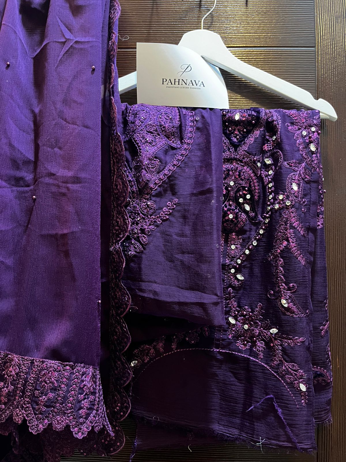 Maria B inspired Embroidered Chiffon Suit 3pc
