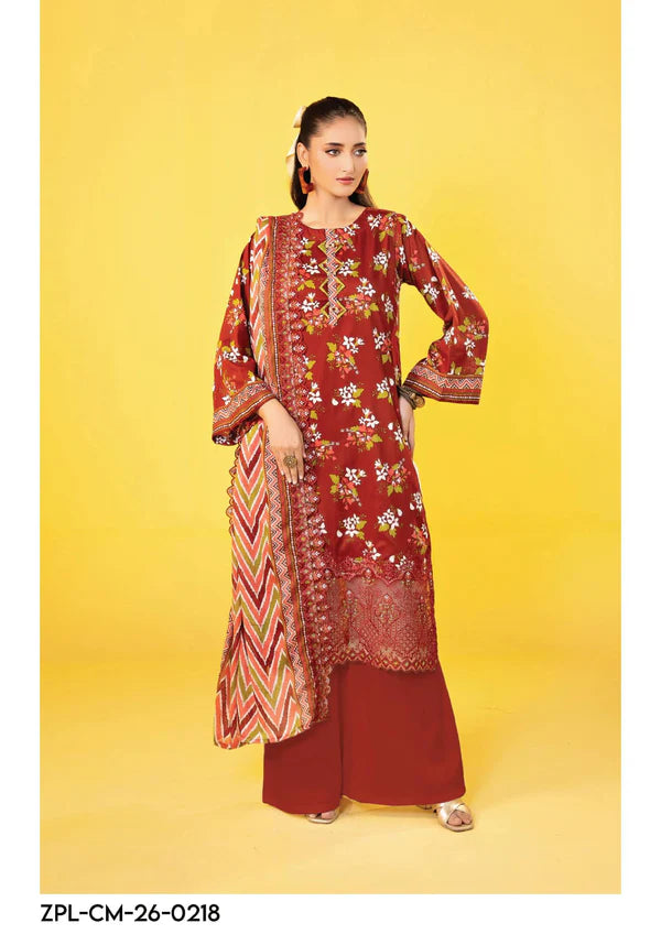 Original Factory Leftover Zesh Lawn Cutwork Embroidered 3 Piece Dress