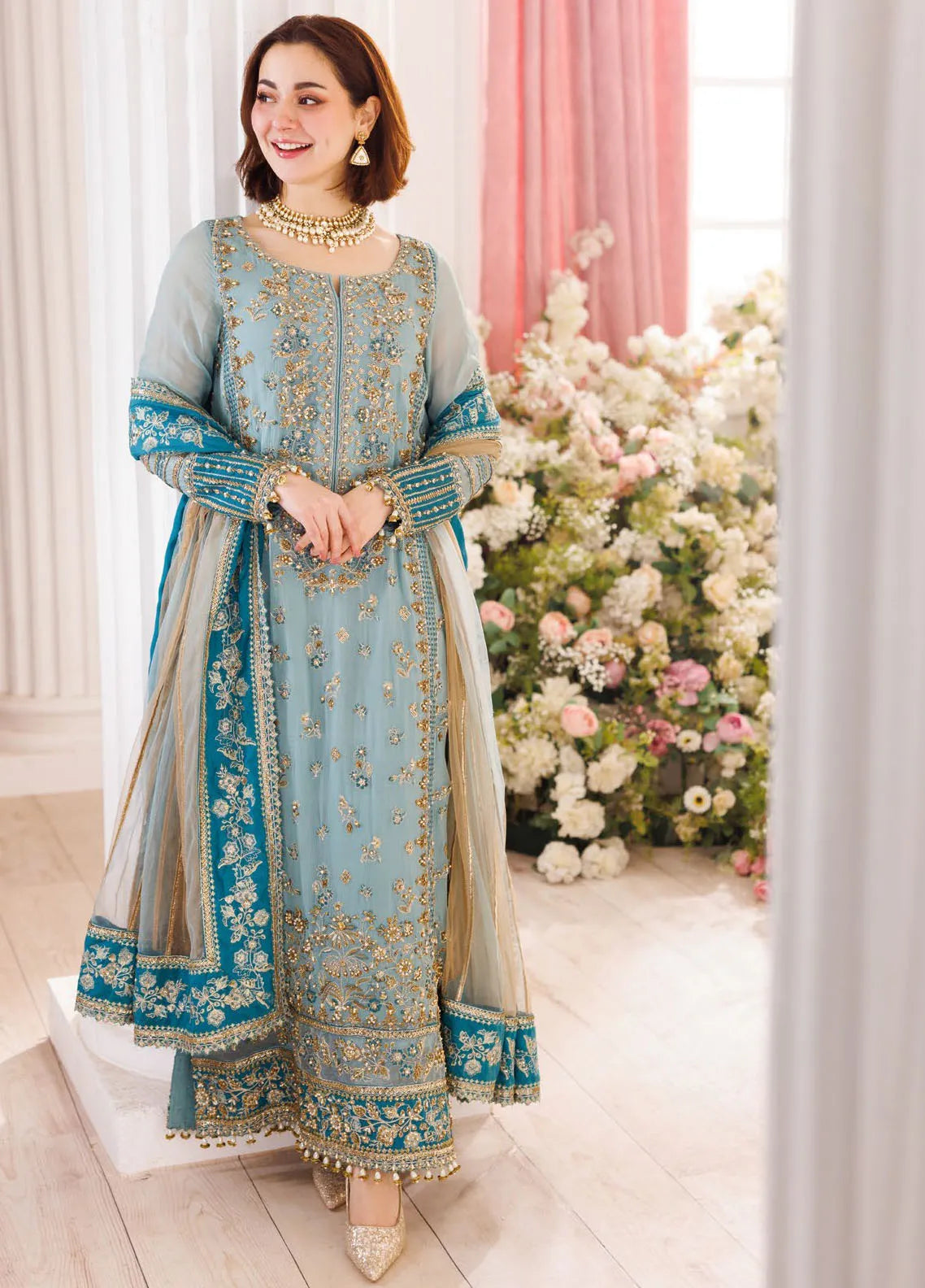 Charizma Embroidered & Hand Embellished Semi Stitched 3 Piece Dress