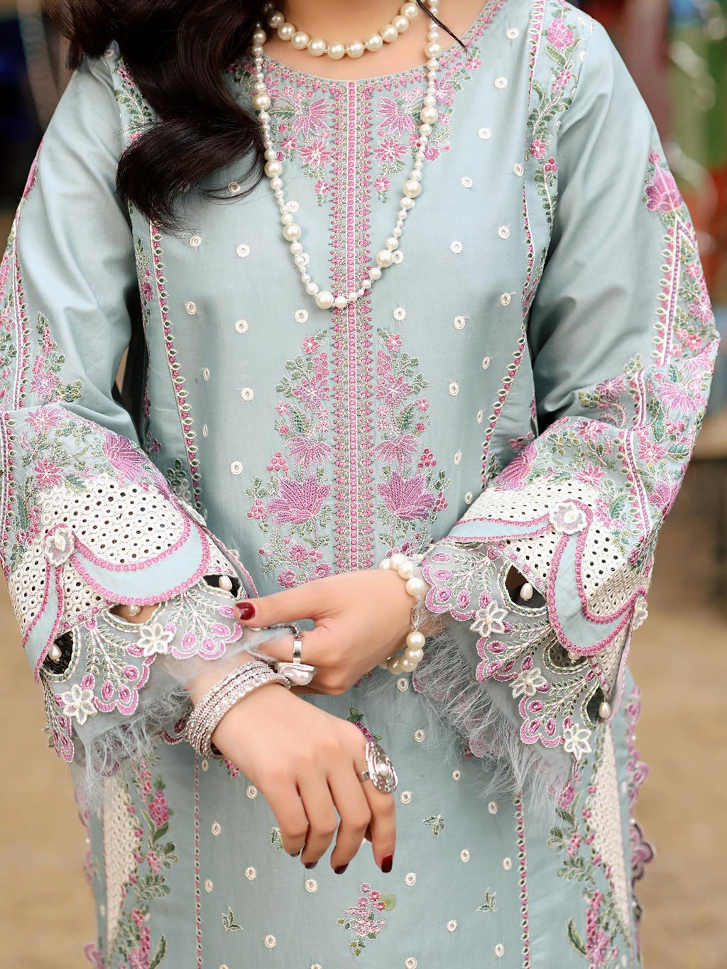 Aneelas Lawn Embroidered Luxury 3 Piece Dress