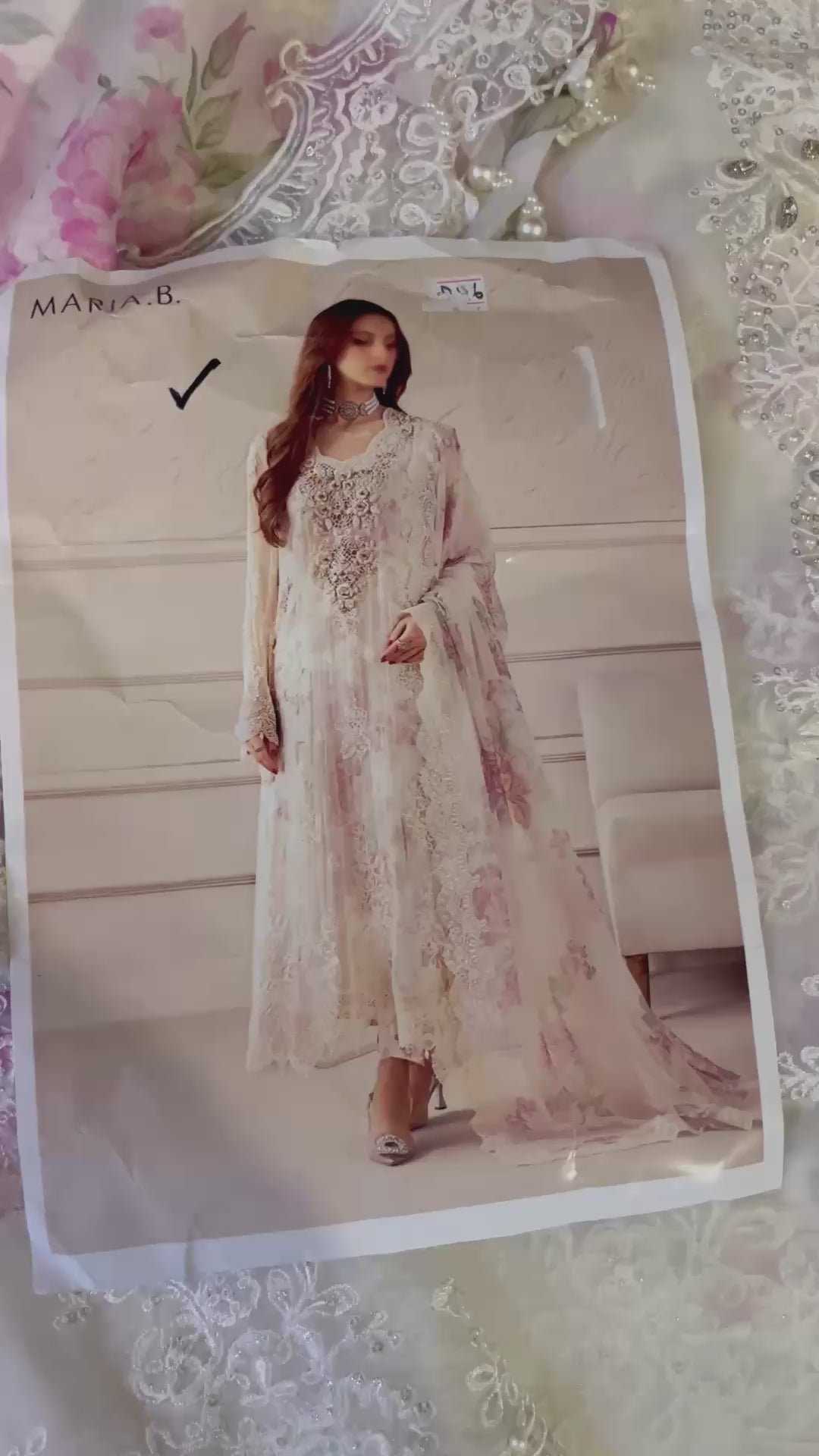 Maria B inspired Chiffon Embroidered & Digital Printed 4 Pc Dress