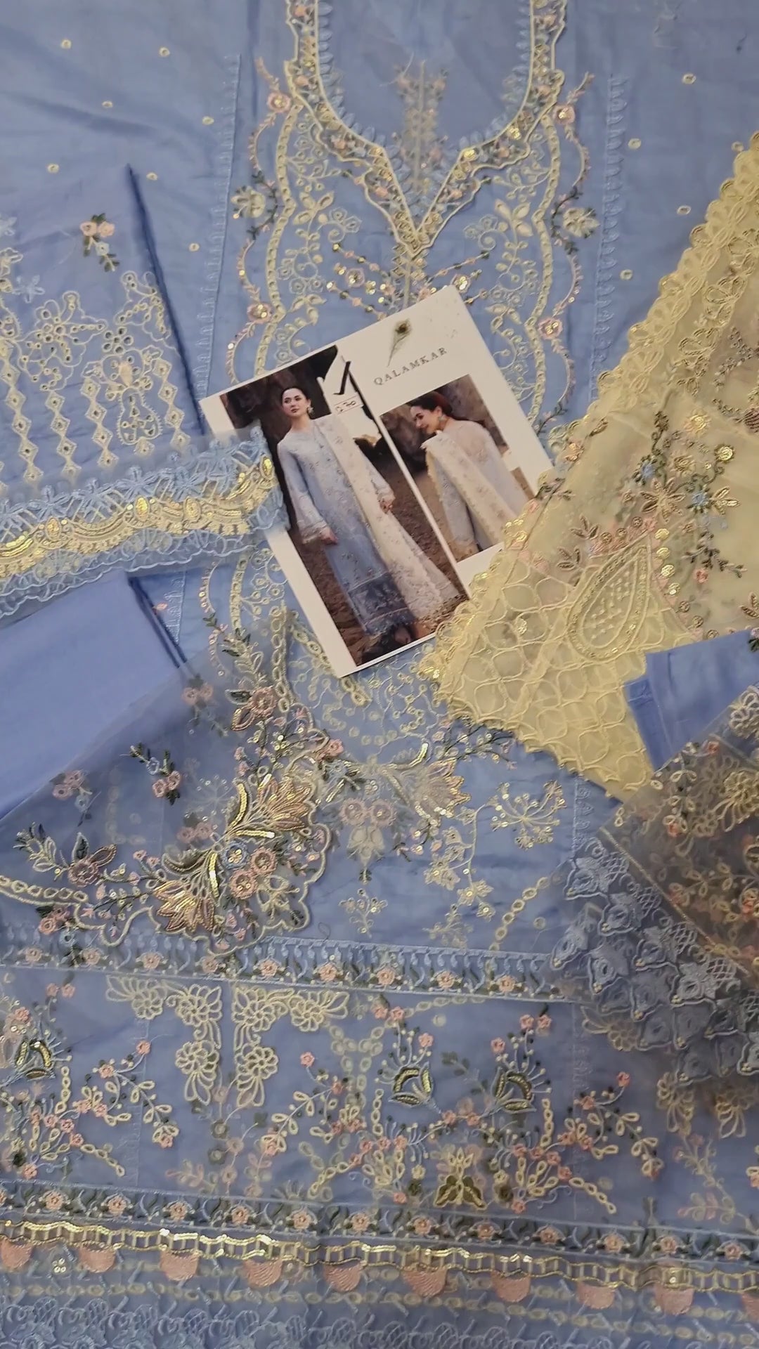 Qalamkar Inspired FIRUZE Chikankari Luxury Embroidered Lawn 3 Piece Dress