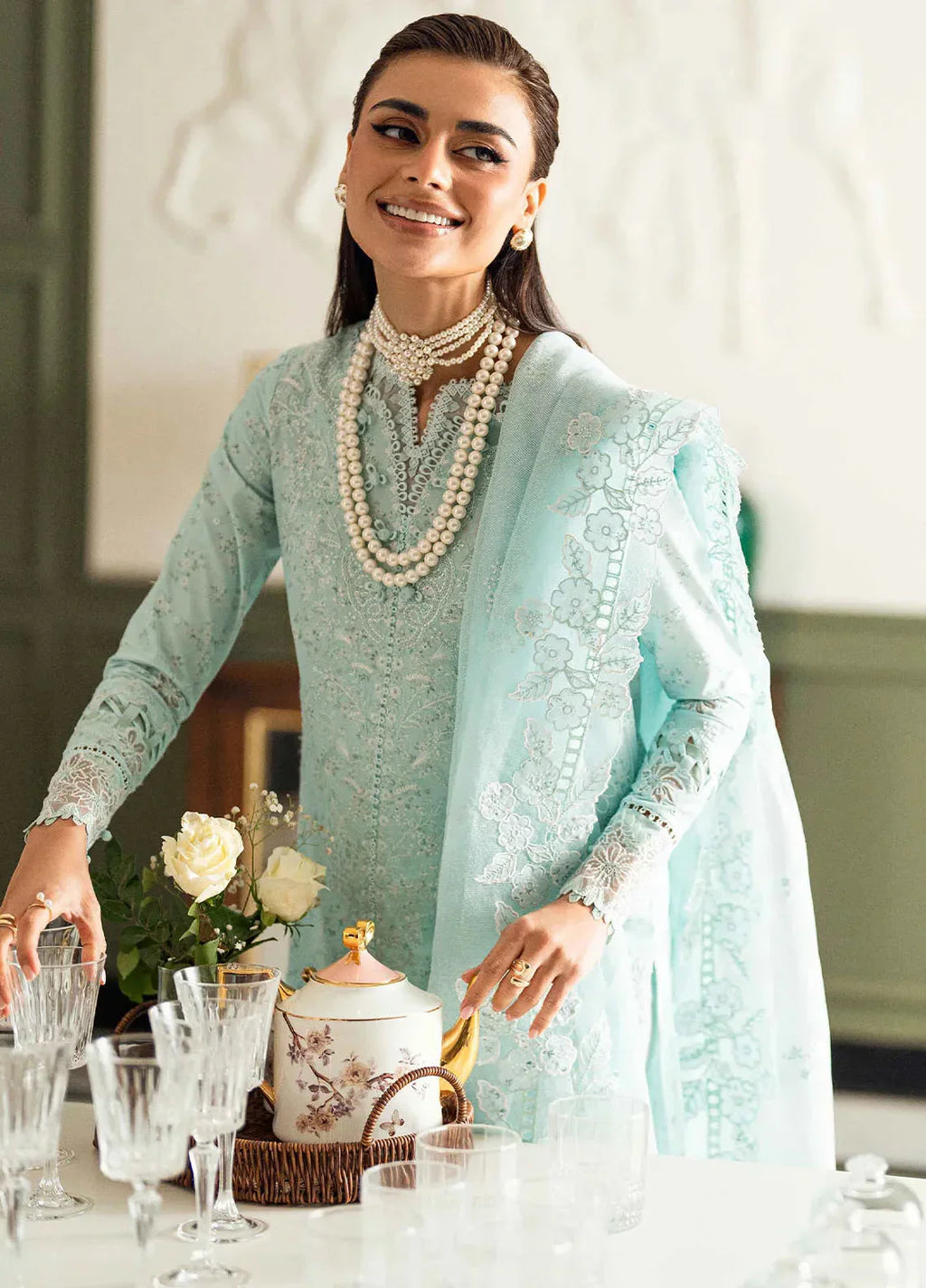 Qalamkar Lawn Embroidered 3 Piece Dress