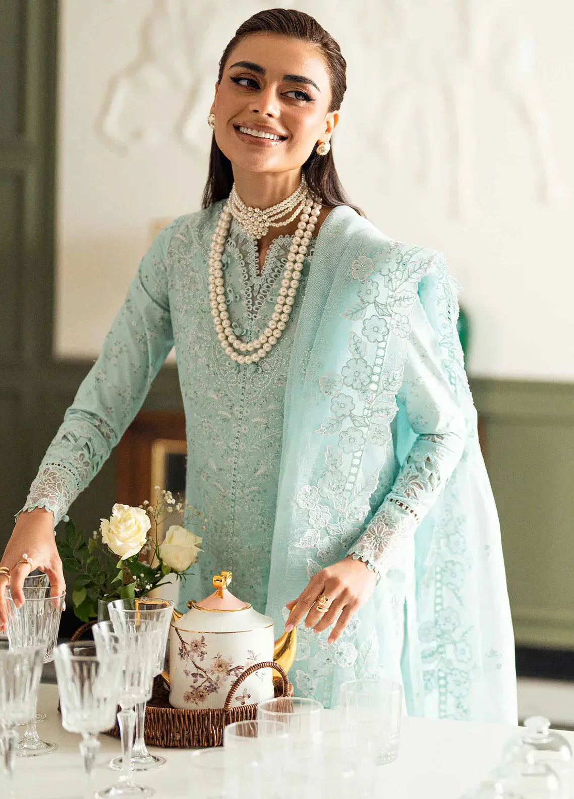 Qalamkar Lawn Embroidered 3 Piece Dress