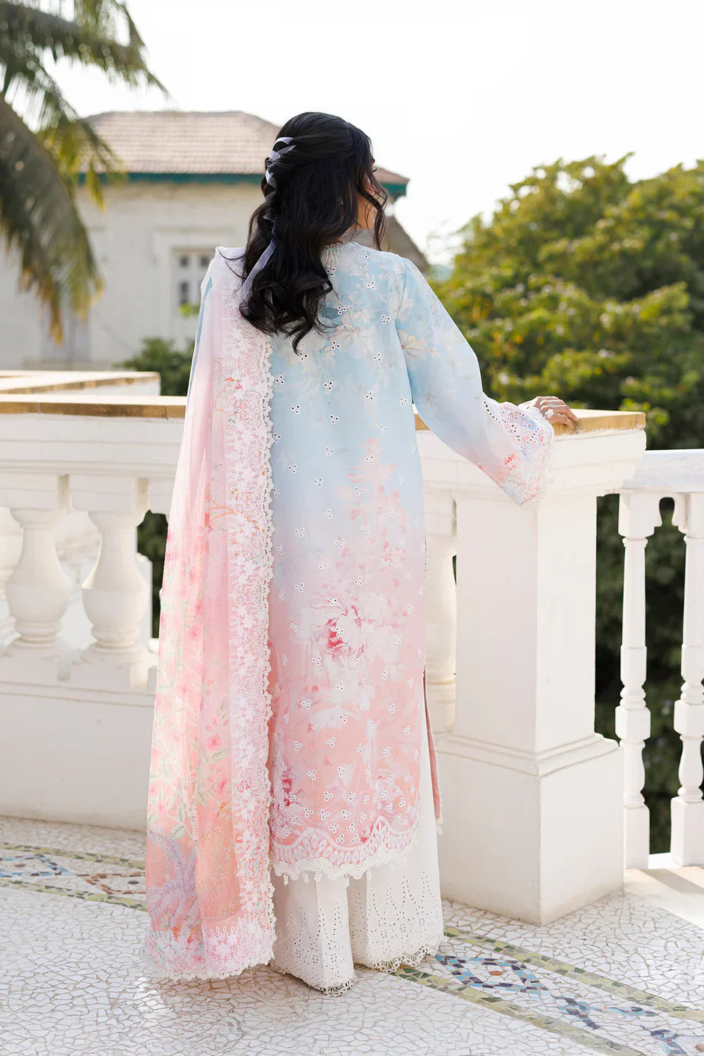 Afrozeh Lawn Chikankari Embroidered & Printed 3 Piece Dress